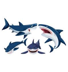 Set Of Shark Cartoon Character