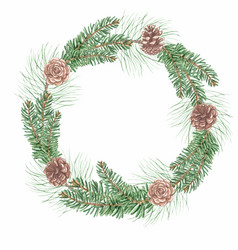 Watercolor Spruce Wreath With Cones