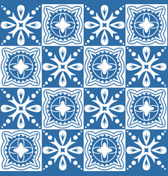 Blue Indigo Square Pattern Azulejo Tiles