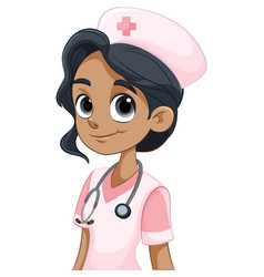 Cartoon Of A Smiling Nurse With Stethoscope