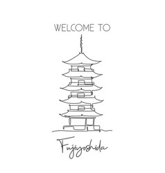 One Single Line Drawing Fuji San Pagoda Landmark