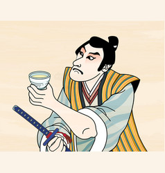 Ukiyo E Kabuki Actor Enjoying Sake