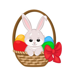 Cute Easter Bunny Sitting In A Basket