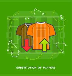 Flat Of Soccer Substitution Against Green