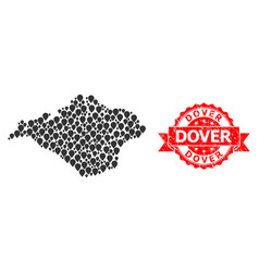 Grunge Dover Seal And Pointer Mosaic Map Of Isle