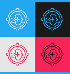 Pop Art Line Headshot Icon Isolated On Color