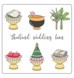 Wedding Timeline Thai Icons Set Thailand