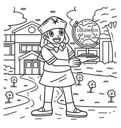 Columbus Day Girl Holding Globe Coloring Page