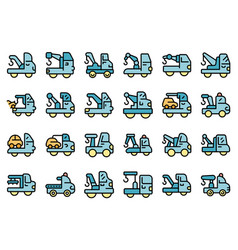 Rescue Tow Truck Icons Set Flat