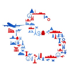 Travel concept around the world with famous vector image