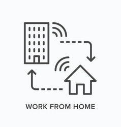 Work From Home Remote Job Line Icon House