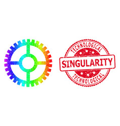 Round Distress Technological Singularity Stamp