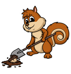 Squirrel Hiding Nuts Cartoon Clip Art