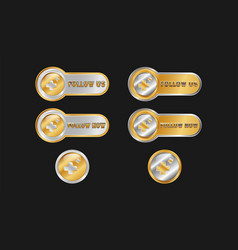 Follow Gold Button Us With A Glossy Effect