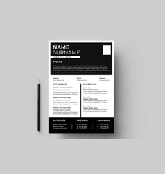 Professional Black And White Resume Cv Template