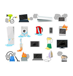 Broken Home Appliances And Electronic Device