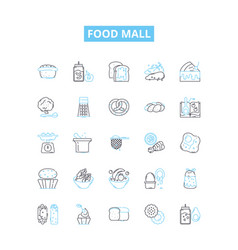 Food Mall Line Icons Set Food Mall