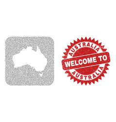 Welcome Scratched Badge And Australia Map