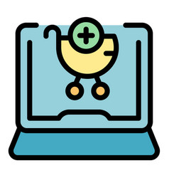 Home Laptop Shop Icon Flat