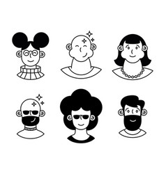 Six Persons Monochrome Characters