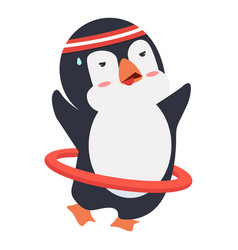 Cute Penguin Playing Hulahoop Cartoon