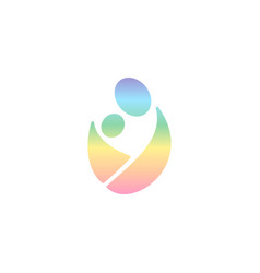 Logo Wearing Baby In Sling Rainbow Logotype Man