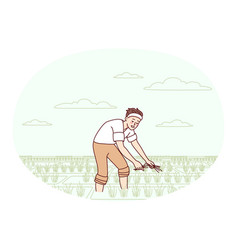 Male Farmer Working In Field