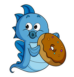 Seahorse Is Holding A Big Donut