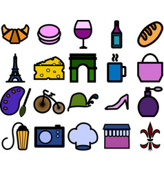 Travel To France Outline Symbols