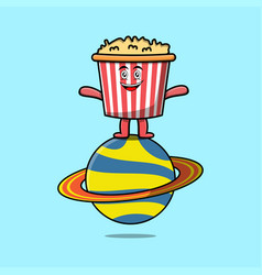 Cute Cartoon Popcorn Standing In Planet