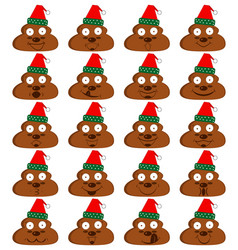 Cartoon Funny Poop With Faces In A Santa Claus Hat