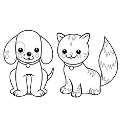 Cat And Dog Black And White Coloring Page