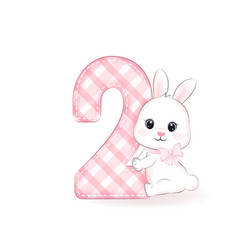 Cute Little Rabbit Happy Birthday 2 Years Old