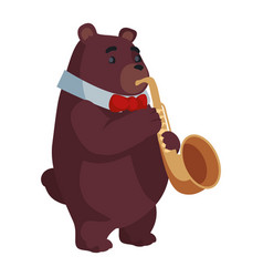 Animal Playing Instrument Bear With Saxophone