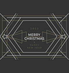 Christmas Dark Banner In Art Deco Geometry Line