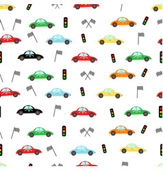 Colorful Race Car Seamless Pattern