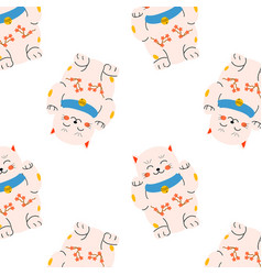 Seamless Pattern With Kawaii Cat - Nursery Design