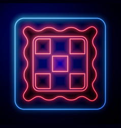 Glowing Neon Checkered Napkin Icon Isolated