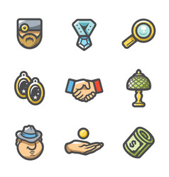 Set Of Pawnshop Icons Appraiser Jewel