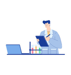 Chemistry With Man Scientist Character At Desk