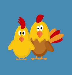 Chicken With Mom On Blue Background