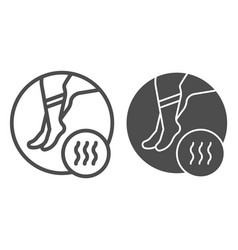 Foot With Bad Odor Line And Glyph Icon Smelly