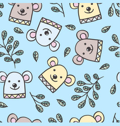 Seamless Pattern With Hand Drawn Funny Mice