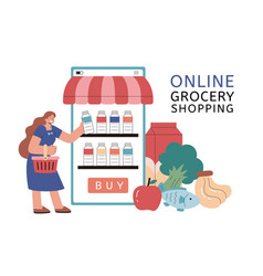 Woman Going Online Grocery Shopping