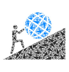 Man Rolling Globe Up Recursion Icon Mosaic Of Self