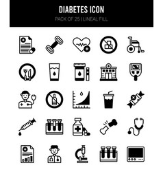 25 Diabetes Lineal Fill Icons Pack