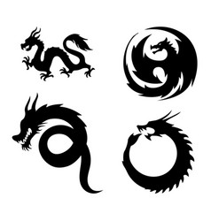 Japanese Dragon Silhouettes Set Tattoo Jap