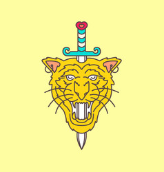 Roar Tiger Head Beast Wildlife Jungle Swords