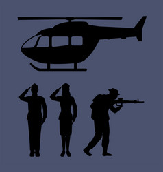 Three Military Squad Silhouettes