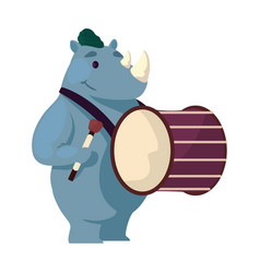 Animal Playing Instrument Rhino With Drum